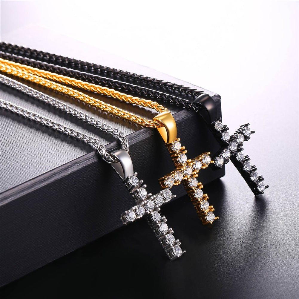 Cubic Zirconia Cross Necklace Pendant for /