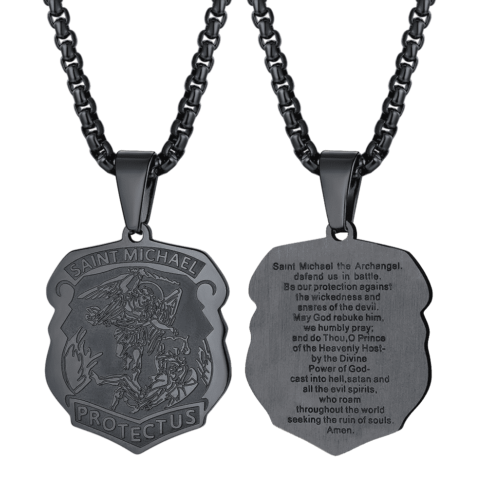 Archangel St. Michael Necklace Medal Shield Pendant for