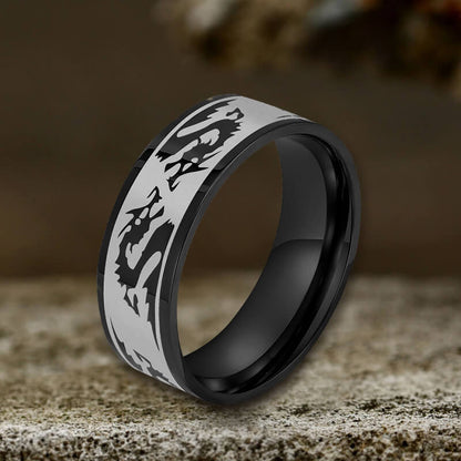 8 Mm Dragon Shadow Stainless Steel Ring