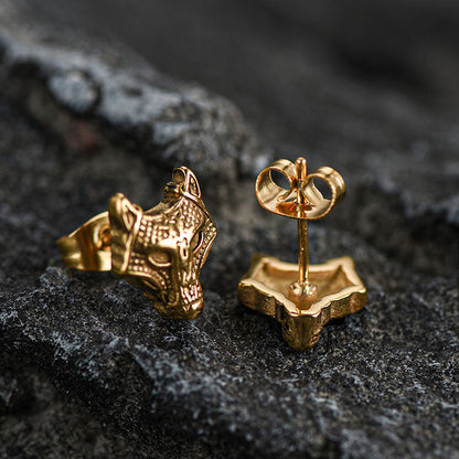 Viking Celtic Wolf Head Stud Earrings for Stainless Steel