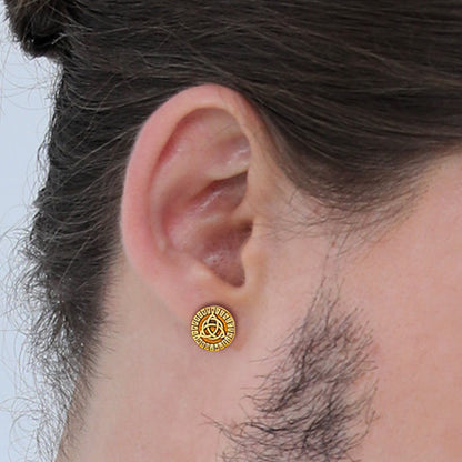 Viking Celtic Knot With Rune Stud Earrings for