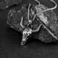 Flash Satanic Bull Cow Skull Necklace With Invert Pentagram for