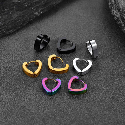 Flash Small Heart Piercing Huggie Hoop Earrings Set for 4 Pairs
