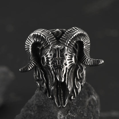 Faithheart Stainless Steel Satan Baphomet Goat Ring for