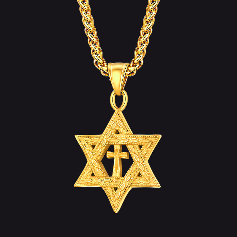 Jewish Star of David Cross Necklace for