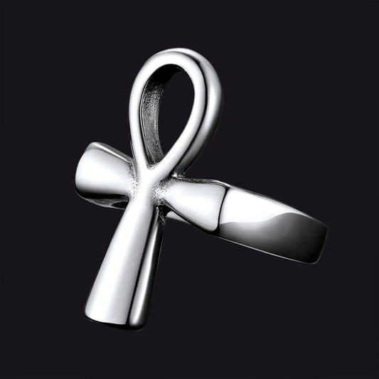 Egyptian Coptic Ankh Cross Stainless Steel Ring for