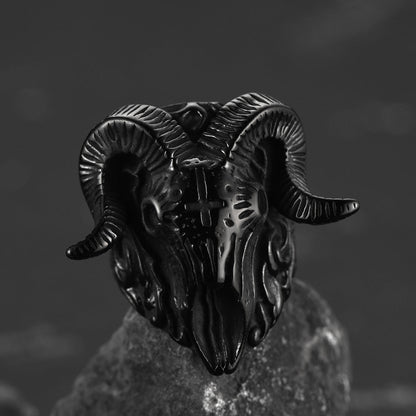 Faithheart Stainless Steel Satan Baphomet Goat Ring for