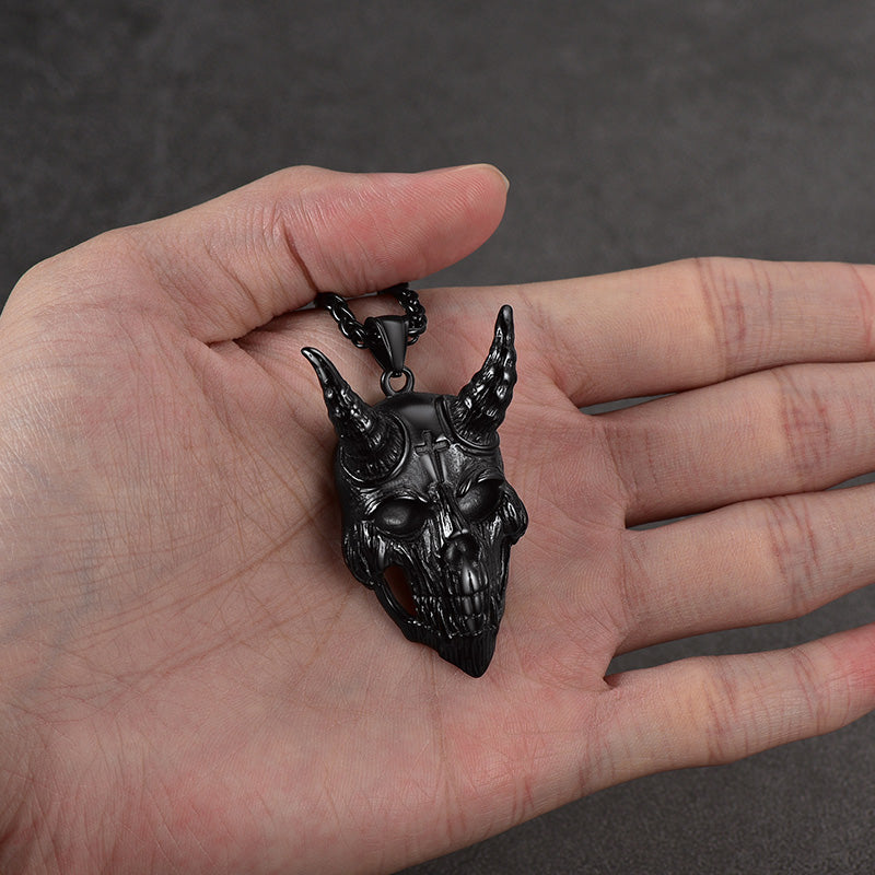 Gothic Skull Goat Necklace Devil Pendant for
