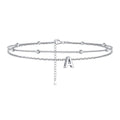 925 Sterling Silver Bead Chain Layered Initial Anklets for Girlfriend Gift