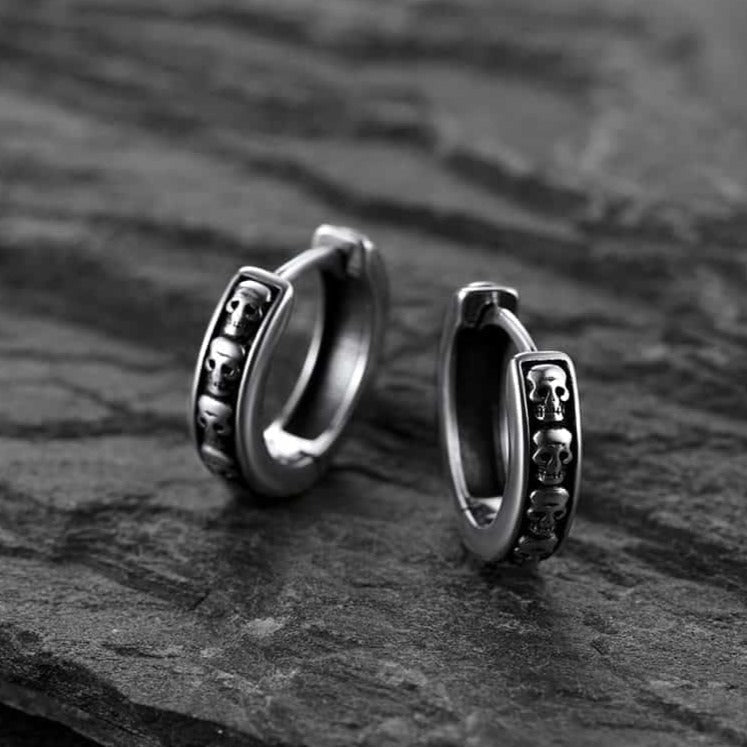 Gothic Skull Huggie Hoop Earrings for