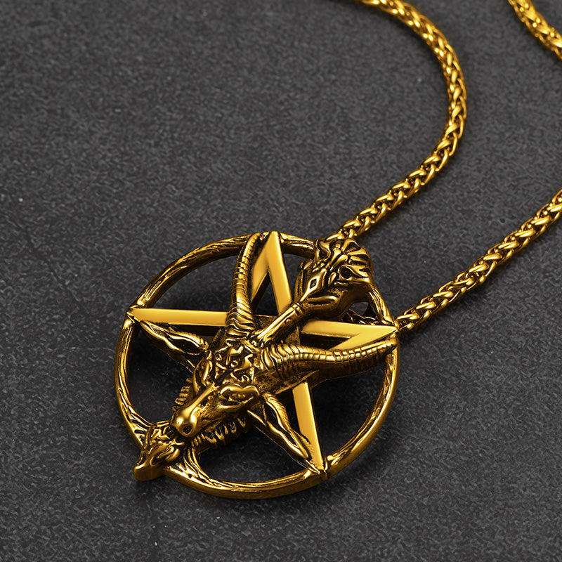 Satanic Baphomet Goat Pentagram Necklace