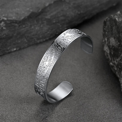 Engraved Viking Jewelry Bangle Bracelet With Celtic Tree of Life