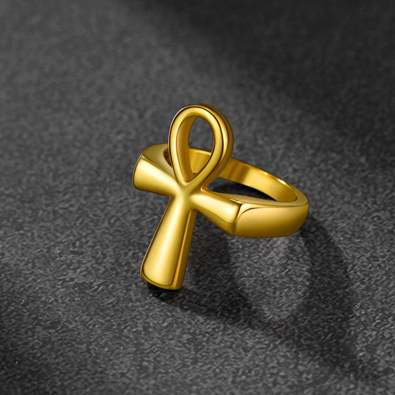 Egyptian Coptic Ankh Cross Stainless Steel Ring for