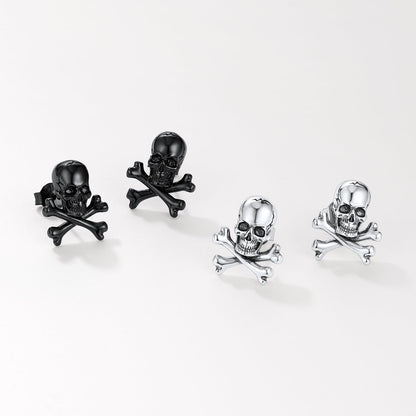 Punk Skull Crossbones Stud Earrings for