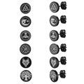 Viking Black Stud Earrings Set for 6 Pairs