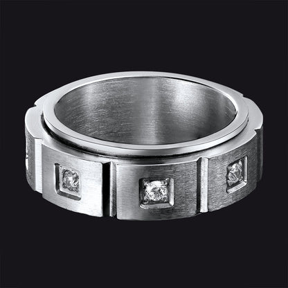 Flash Zircon Rotatable Fidget Ring for Anxiety Stainless Steel