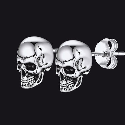 Gothic Punk Skull Stud Earrings for