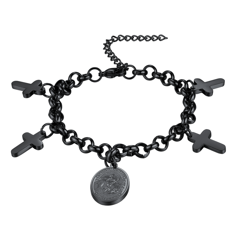 Patron St. Michael Charm Bracelet With Cross for