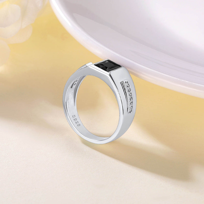 Minimalist Black Onyx Band Ring for