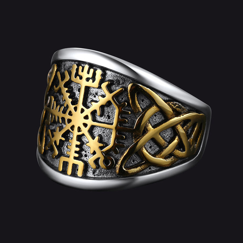 Viking Compass Ring With Celtic Knot for