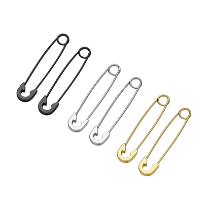 Safety Pin Piercing Earrings Set for 3 Pairs