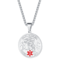 Engraved Saint Michael Medical Alert Id Pendant Necklace