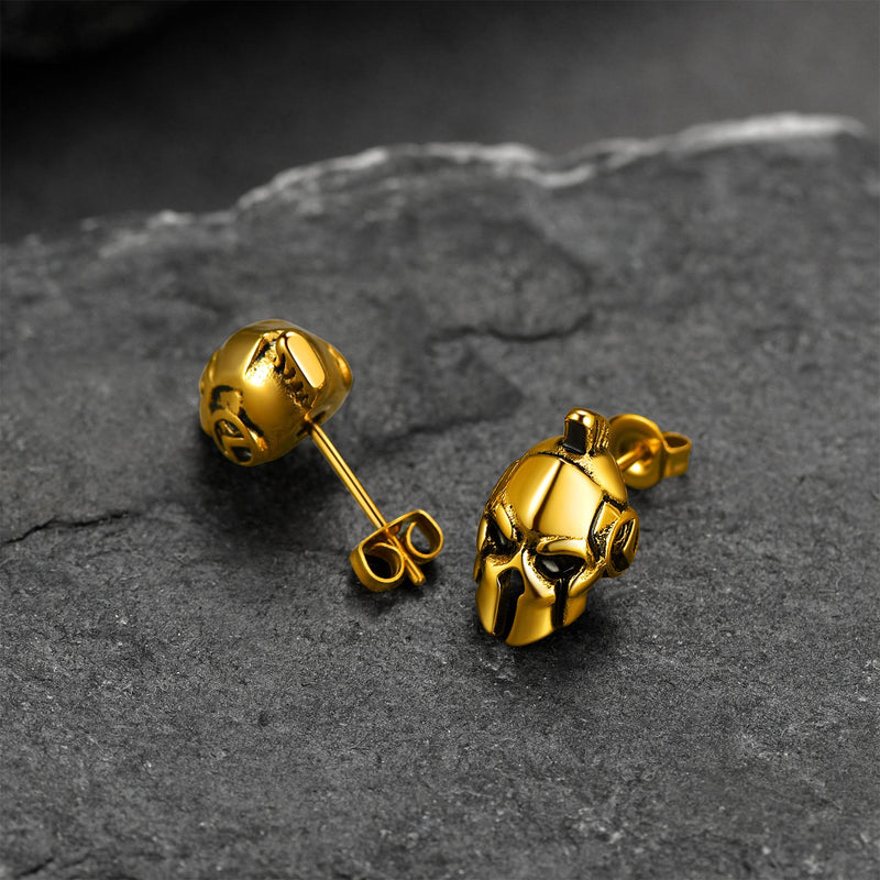 Ancient Greek Spartan Helmet Stud Earrings for