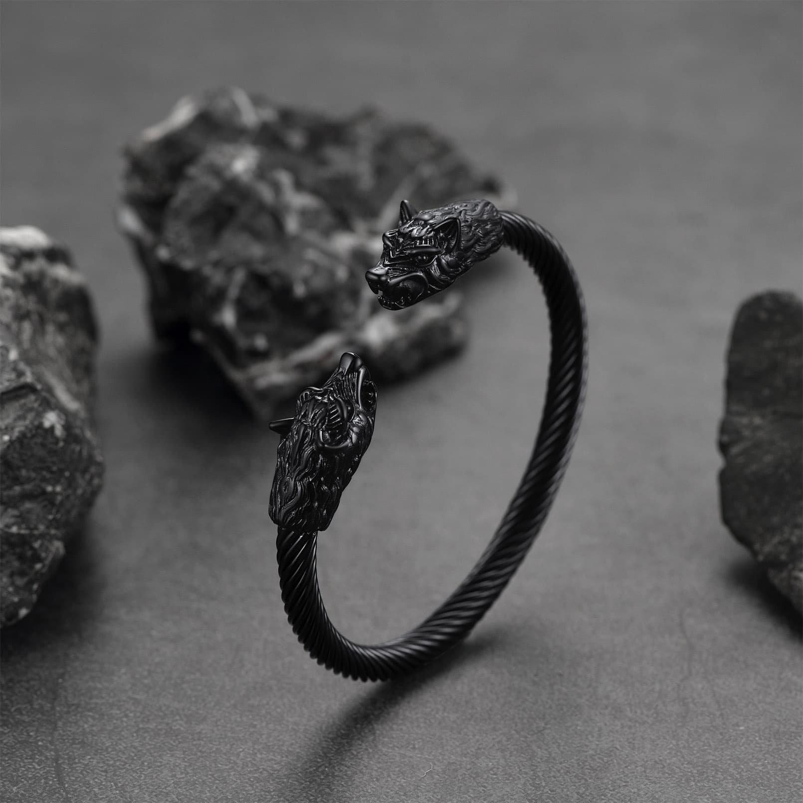 Viking Wolf Head Arm Ring Cuff Bracelet for