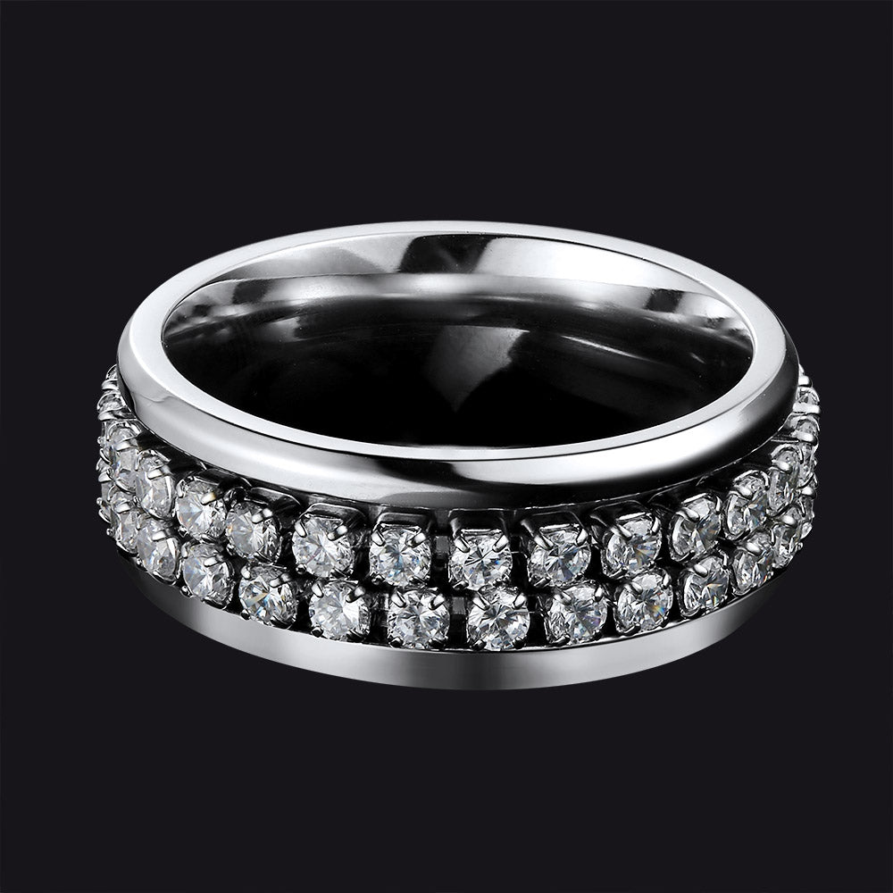 Cz Diamond Fidget Anxiety Band Ring for