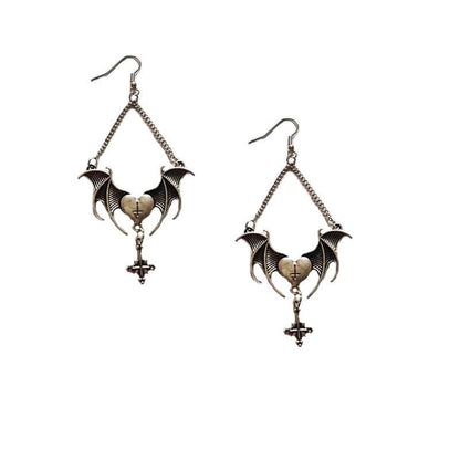 Heart Bat Wing Earrings