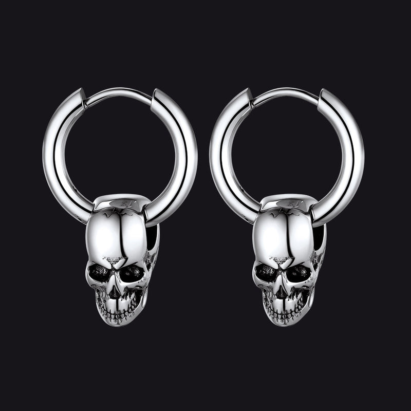 Cool Skull Hoop Dangle Earrings for