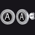 Personalized Black Initial Letter Stud Earrings for