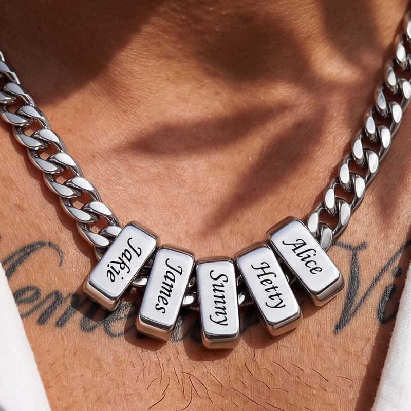 Custom Multi Charm Name Cuban Link Chain Necklace for Father Gift