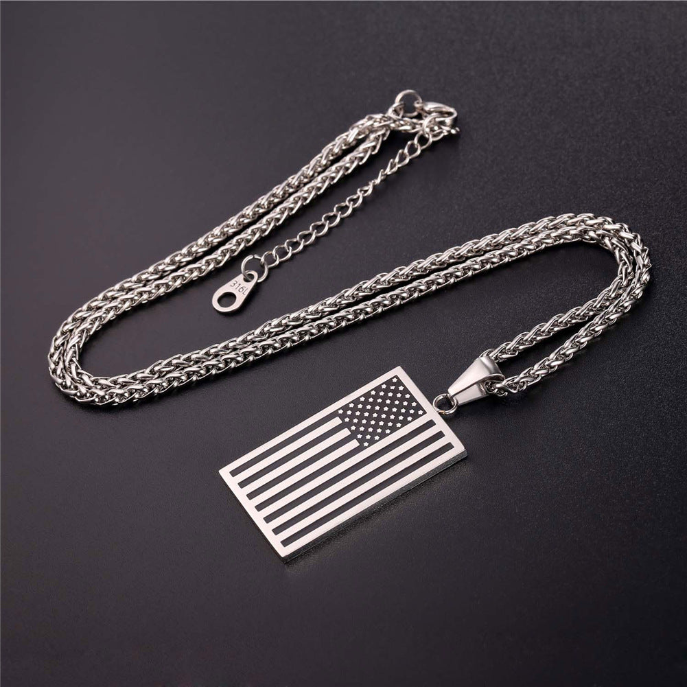 American Flag Dog Tag Pendant Nekclace for