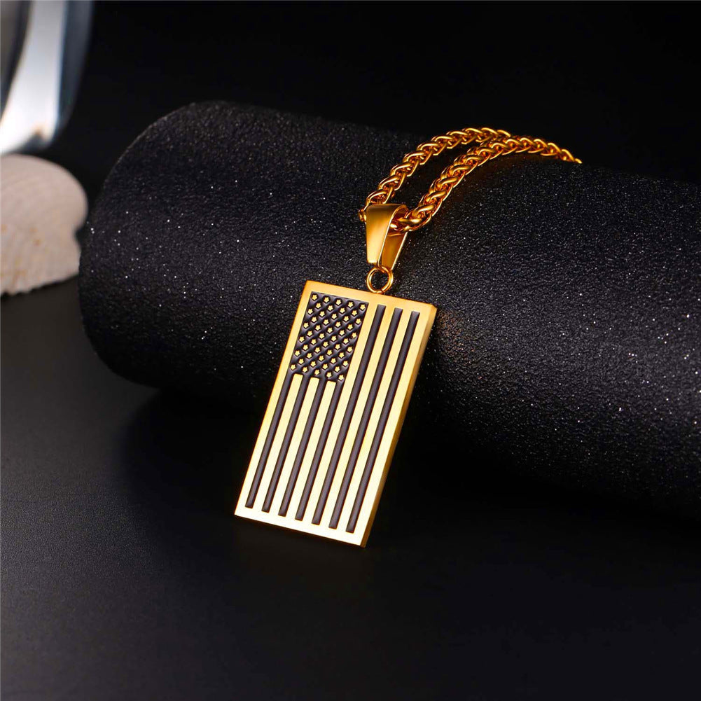 American Flag Dog Tag Pendant Nekclace for