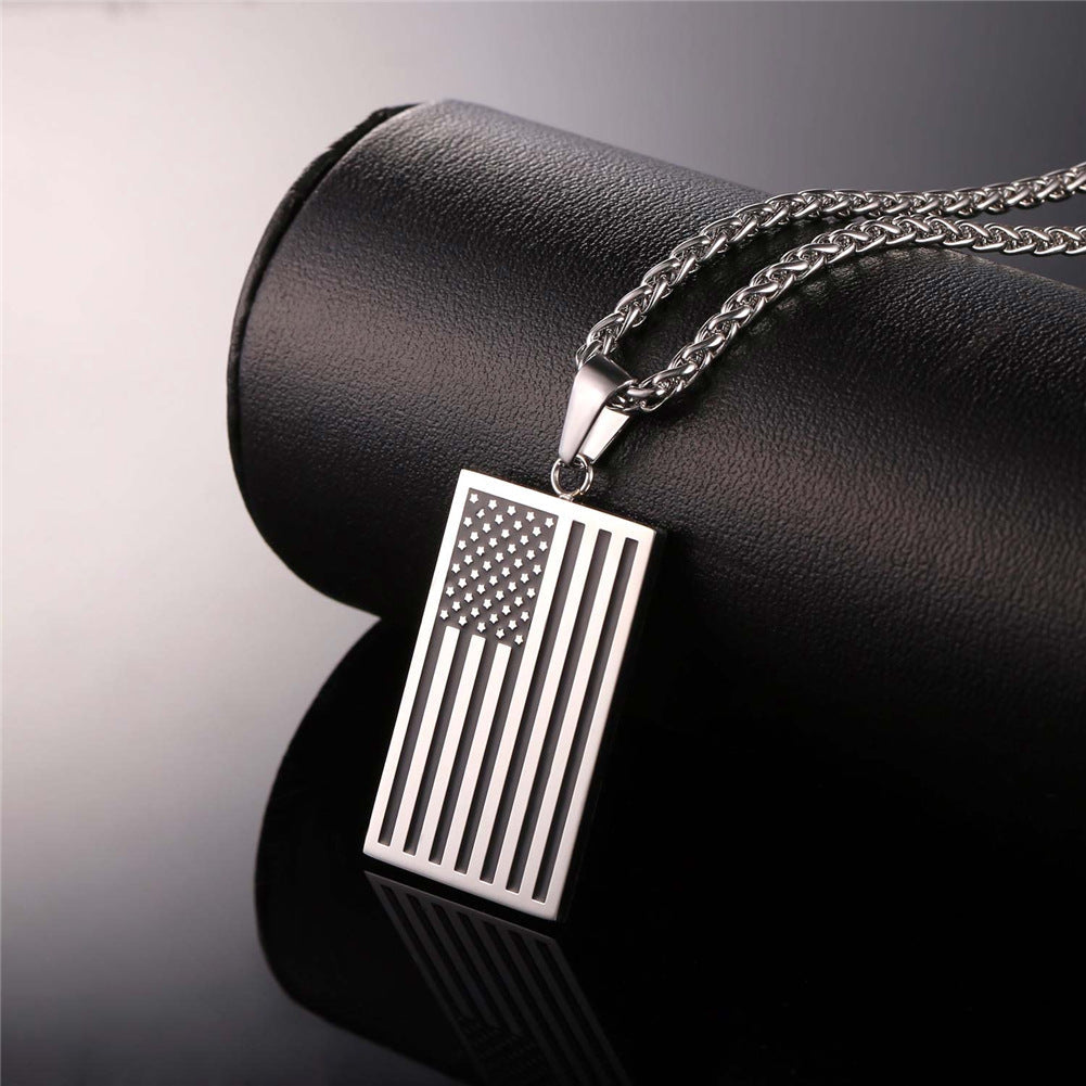 American Flag Dog Tag Pendant Nekclace for