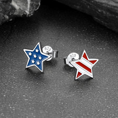 4th of July Star Earrings American Flag Studs for