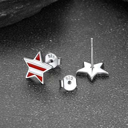 4th of July Star Earrings American Flag Studs for