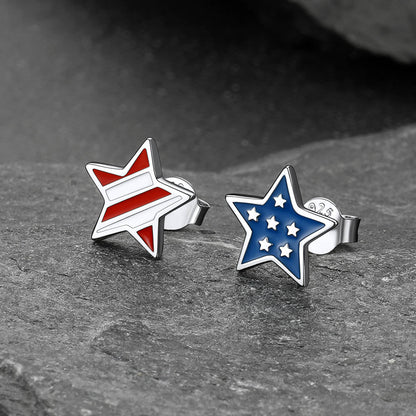 4th of July Star Earrings American Flag Studs for