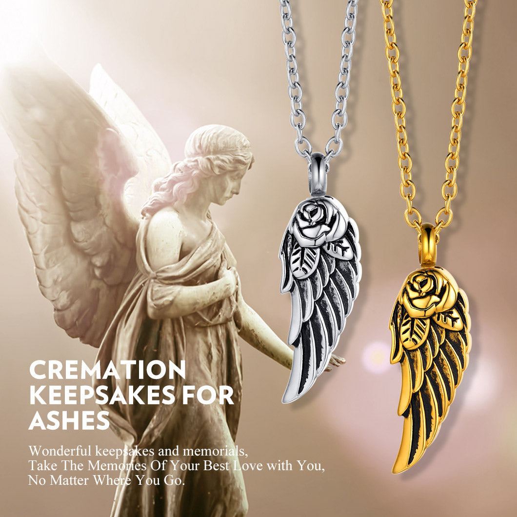 Angel Wings Urn Necklace for Ashes Cremation Jewelry