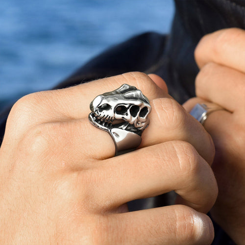 Biker Animal Chunky Dinosaur Head Stainless Steel Ring for