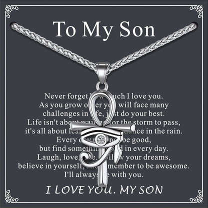 Egyptian Ankh Cross Necklace Pendant With Eye of Horus
