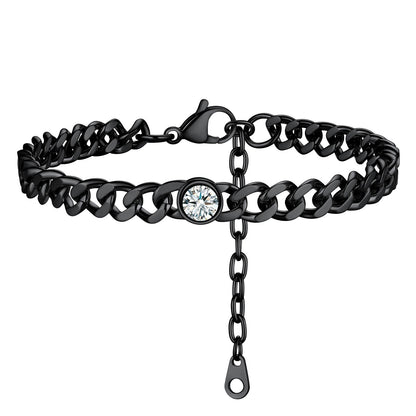 Personalized Birthstone Cuban Link Anklet for