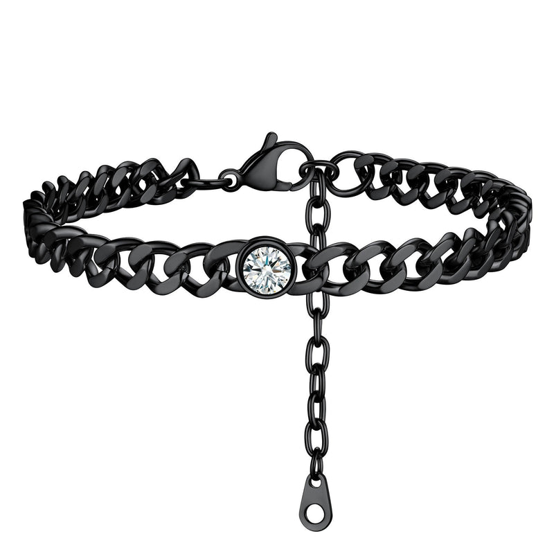 Personalized Birthstone Cuban Link Anklet for