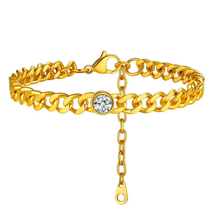 Personalized Birthstone Cuban Link Anklet for