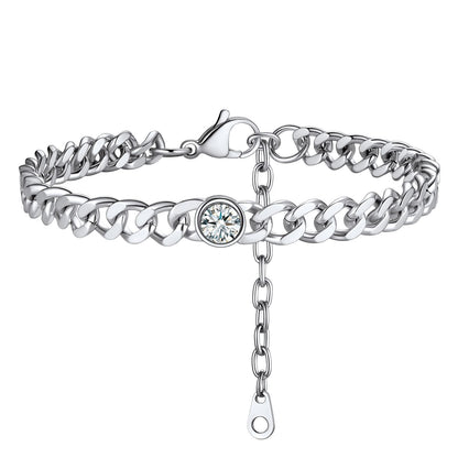 Personalized Birthstone Cuban Link Anklet for