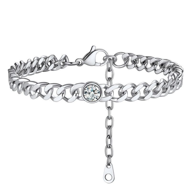 Personalized Birthstone Cuban Link Anklet for