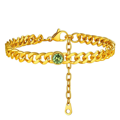 Personalized Birthstone Cuban Link Anklet for