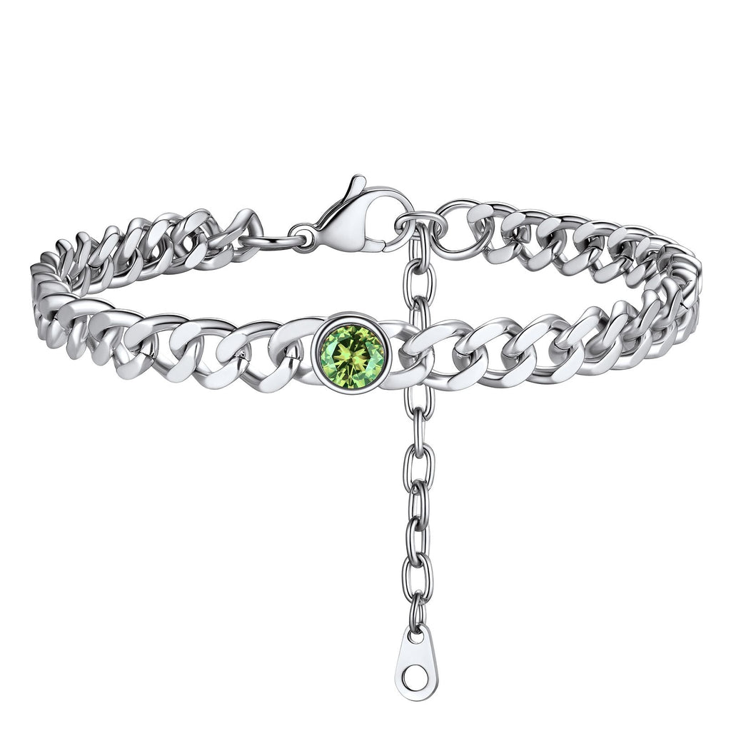 Personalized Birthstone Cuban Link Anklet for