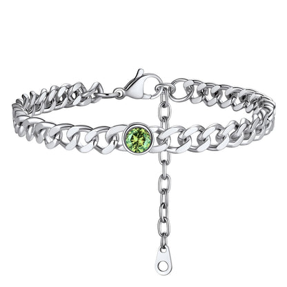 Personalized Birthstone Cuban Link Anklet for